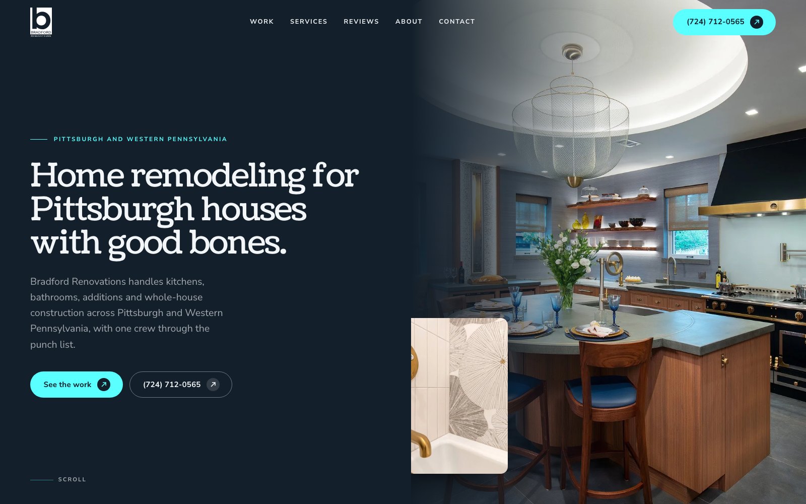 The new Bradford Renovations homepage concept