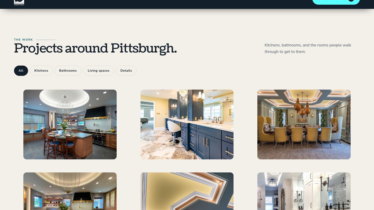 The close-up detail section of the new homepage